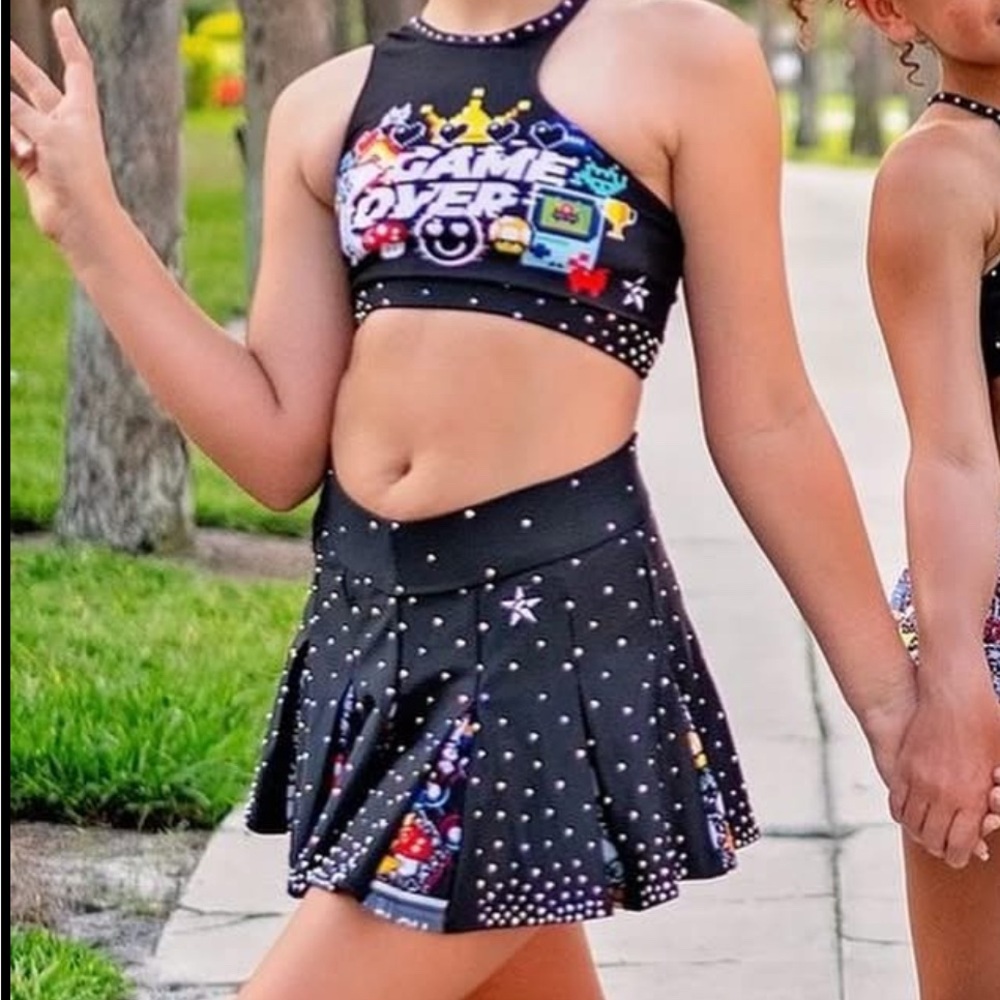 Colorful Game Over Crop Top and Skirt Set